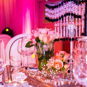 Event Styling Coral black tie Gala Dinner party 18
