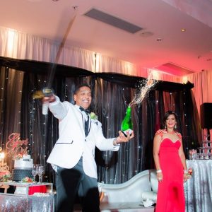 Event Styling Coral black tie Gala Dinner party 25